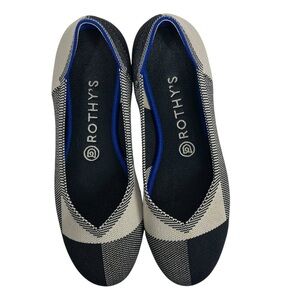 ROTHY'S The Flat Round Cap Toe Slip on Shoes Retired Black Buffalo Plaid